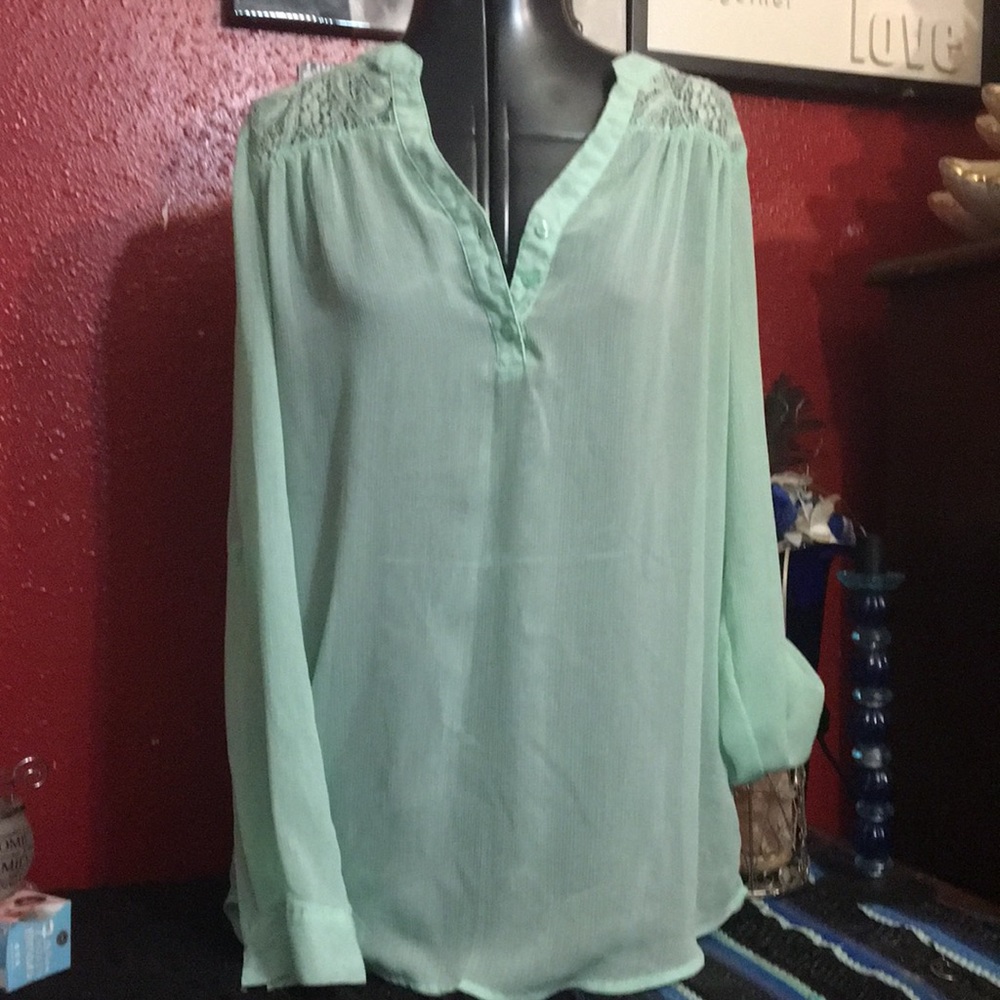 Sheer teal blouse